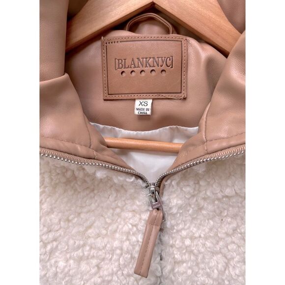 BLANKNYC Faux Shearling with Faux Leather Trim Bomber Jacket, Size XS - Picture 9 of 13
